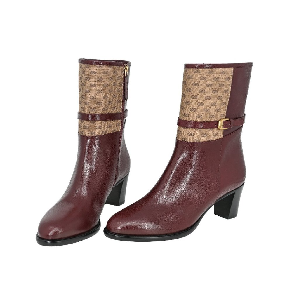 Gucci Women's Leather & Mini GG Canvas Ankle Boots
